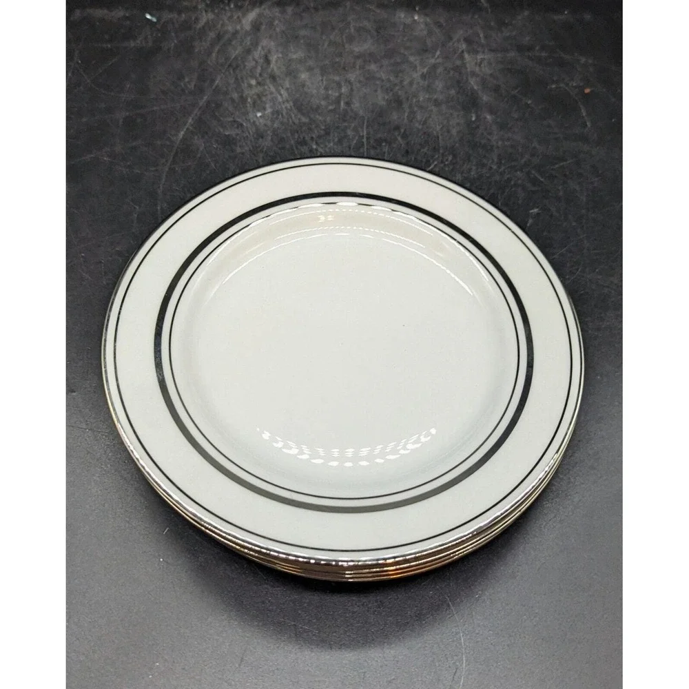Set Of 4 Lenox Kate Spade Library Lane Platinum Bread Butter  Plate 6.25